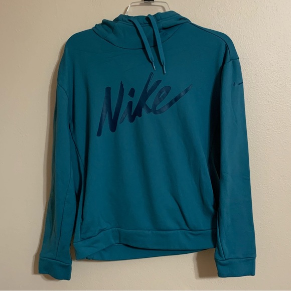 Women's XS NIKE Therma Soft Fleece Green/Blue Pullover Hoodie - Picture 2 of 5